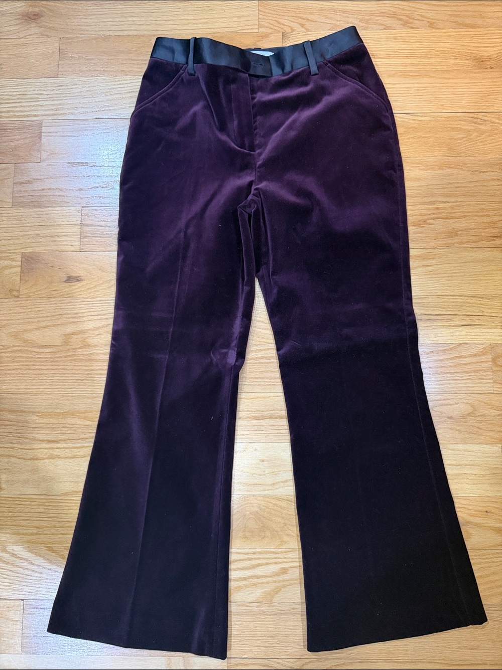 Reiss Plum Velvet Flare Pants
